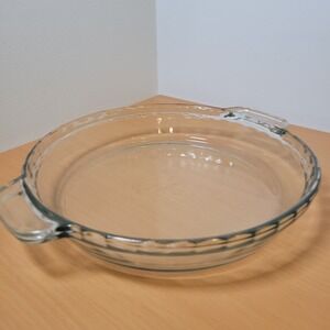 ANCHOR HOCKING Clear Glass Fluted 9.5" Pie Baking Dish Plate 24 cm